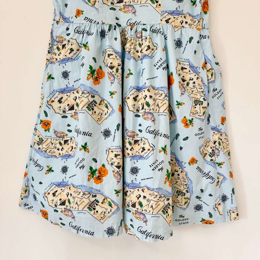 MODCLOTH Golden State California Novelty Print Fit & Flare Dress, Size M - Picture 6 of 16